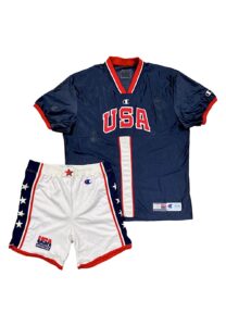 2000 Team USA Olympics Basketball Team-Issued Shooting Shirt & Shorts