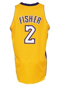 2001-02 Derek Fisher Los Angeles Lakers Game-Used Home Jersey