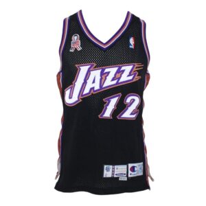 2001-02 John Stockton Utah Jazz Game-Used Black Alternate Jersey