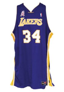 2001-02 Shaquille O’Neal Los Angeles Lakers Game-Used Road Jersey