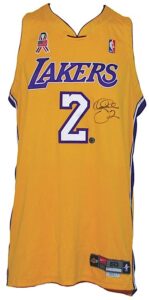 2001-2002 Derek Fisher Los Angeles Lakers Game-Used & Autographed Home Jersey