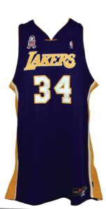 2001-2002 Shaquille O’Neal Los Angeles Lakers Game-Used Road Jersey