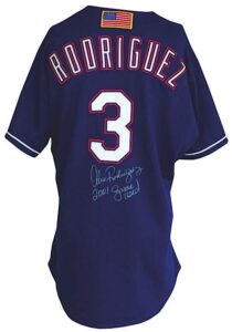 2001 Alex Rodriguez Texas Rangers Game-Used & Autographed Alternate Jersey