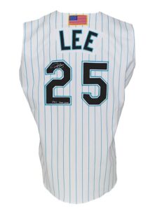 2001 Derrek Lee Florida Marlins Game-Used & Autographed Home Jersey