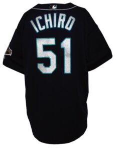 2001 Ichiro Suzuki Rookie Seattle Mariners Game-Used Alternate Jersey