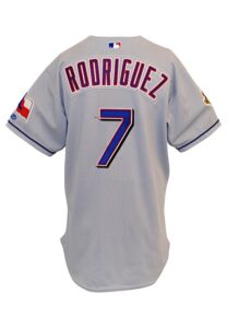 2001 Ivan “Pudge” Rodriguez Texas Rangers Game-Used Road Jersey