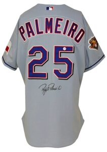 2001 Rafael Palmeiro Texas Rangers Game-Used & Autographed Road Jersey