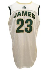 2002-03 LeBron James St. Vincent-St. Mary’s Irish High School Game-Used White Uniform (2)(9th Pangos Classic Tournament • Rare NoB)