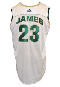 2002-03 LeBron James St. Vincent-St. Mary’s Irish High School Game-Used White Uniform (2)(9th Pangos Classic Tournament • Rare NoB)