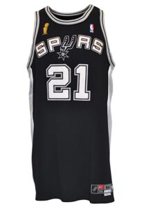 2002-03 Tim Duncan San Antonio Spurs NBA Playoffs Game-Used & Autographed Road Jersey