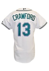 2002 Carl Crawford Tampa Bay Devil Rays Rookie Game-Used Home Jersey