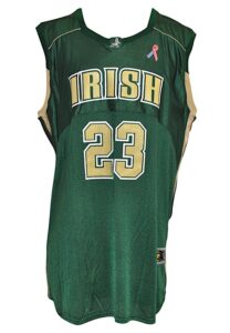 2002 LeBron James St. Vincent-St. Mary’s Irish High School Game-Used Green Jersey 