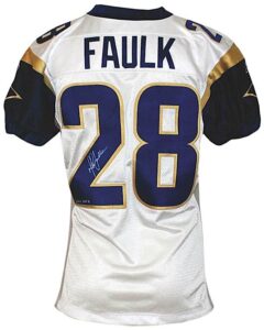 2002 Marshall Faulk St. Louis Rams Game-Used & Autographed Road Jersey