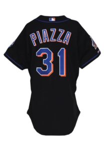 2002 Mike Piazza New York Mets Game-Used Black Alternate Jersey