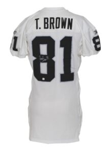 2002 Tim Brown Oakland Raiders Game-Used & Autographed Road Jersey