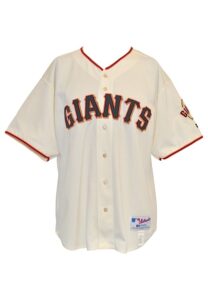 2002 Tsuyoshi Shinjo San Francisco Giants Game-Used & Autographed Home Jersey With Game-Ready Bat & Arm Sleeve