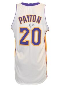 2003-04 Gary Payton Los Angeles Lakers Sunday White Alternate Game-Used & Autographed Home Jersey (JSA • DC Sports LOA)