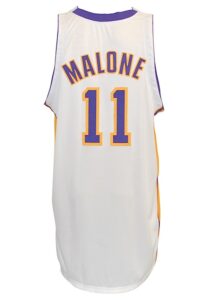 2003-04 Karl Malone Los Angeles Lakers Sunday White Alternate Game-Used Home Jersey (DC Sports LOA)