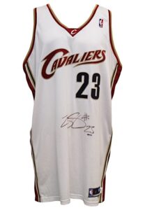 2003-04 LeBron James Cleveland Cavaliers Rookie Autographed Pro-Cut Home Jersey