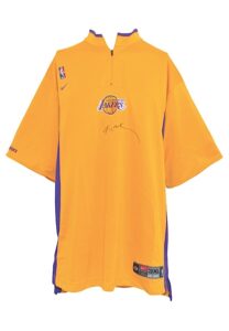 2003-04 Los Angeles Lakers Game-Used & Autographed Shooting Shirt Attributed To Kobe Bryant