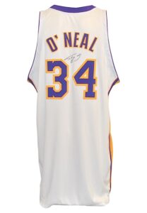 2003-04 Shaquille O’Neal Los Angeles Lakers Sunday White Alternate Game-Used & Autographed Home Uniform