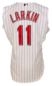 2003 Barry Larkin Cincinnati Reds Game-Used Home Jersey