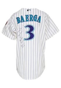 2003 Carlos Baerga Arizona Diamondbacks Game-Used & Autographed Home Jersey Attributed To Record-Breaking 19th Pinch Hit Game