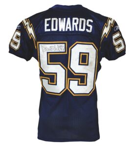 2003 Donnie Edwards San Diego Chargers Game-Used & Autographed Home Jersey