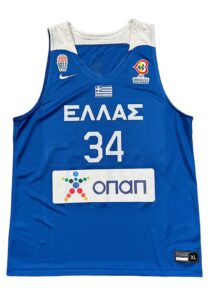 2003 Giannis Antetokounmpo Greece National FIBA World Cup Qualifiers Game-Issued Jersey