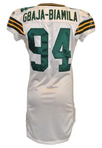 2003 Kabeer Gbaja-Biamila Green Bay Packers Team-Issued & Autographed Road Jersey