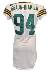 2003 Kabeer Gbaja-Biamila Green Bay Packers Team-Issued & Autographed Road Jersey