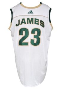 2003 LeBron James St. Vincent-St. Mary’s Irish High School Game-Used Home Jersey