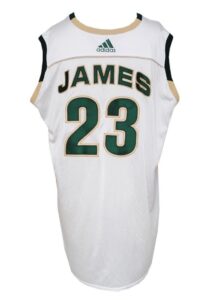 2003 LeBron James St. Vincent-St. Mary’s Irish High School Game-Used Home Uniform