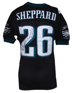 2003 Lito Sheppard Philadelphia Eagles Game-Used & Autographed Alternate Jersey