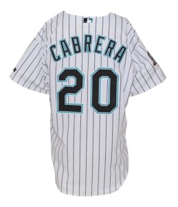 2003 Miguel Cabrera Rookie Florida Marlins Game-Used Home Alternate Jersey