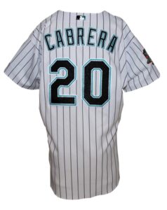 2003 Miguel Cabrera Rookie Florida Marlins Game-Used Home Alternate Jersey