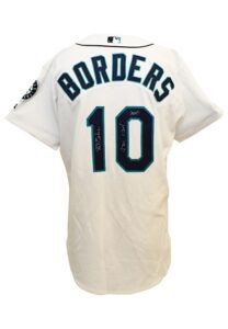 2003 Pat Borders Seattle Mariners Game-Used & Autographed Home Jersey