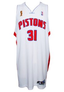 2004-05 Darko Milicic Detroit Pistons NBA Finals Game-Used Home Jersey