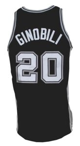 2004-2005 Manu Ginobili San Antonio Spurs Game-Used Road Jersey