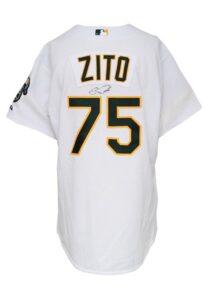 2004 Barry Zito Oakland Athletics Game-Used & Autographed Home Jersey