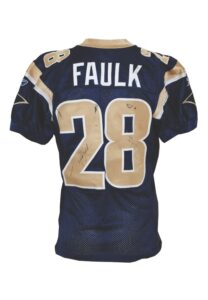 2004 Marshall Faulk St. Louis Rams Game-Used & Autographed Home Jersey with 2005 Game-Used & Autographed Cleats & Gloves