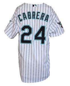 2004 Miguel Cabrera Florida Marlins Game-Used & Autographed Home Jersey