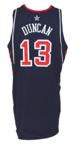 2004 Tim Duncan USA Olympic Game-Used Road Jersey