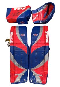 2005-06 Henrik Lundqvist NY Rangers Game-Used Goalie Pads, Glove & Blocker