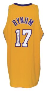 2005-2006 Andrew Bynum LA Lakers Game-Used & Autographed Rookie Road Jersey