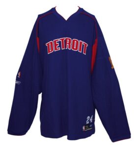 2005 Carlos Arroyo Detroit Pistons Game-Used NBA Finals Home Warm-up Jacket & 2005 Antonio McDyess Detroit Pistons Worn NBA Finals Shooting Shirt