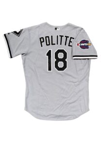 2005 Cliff Politte Chicago White Sox World Series Game-Used & Signed Road Jersey