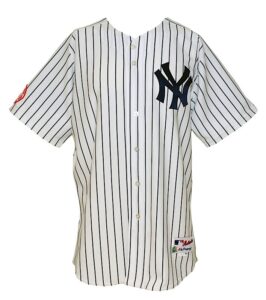 2005 John Flaherty New York Yankees Game-Used Home Jersey with Katrina Patch