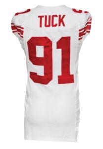 2005 Justin Tuck Rookie New York Giants Game-Used Road Jersey