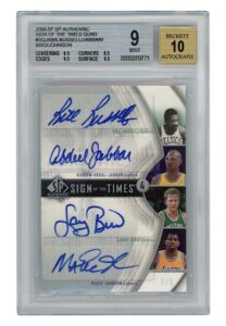 2006-07 SP Authentic Sign Of The Times Quad Russell, Jabbar, Bird & Johnson